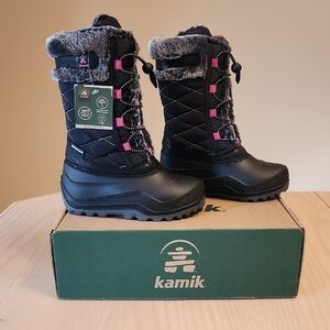 Kamik Black and Pink Fur-Lined Boots